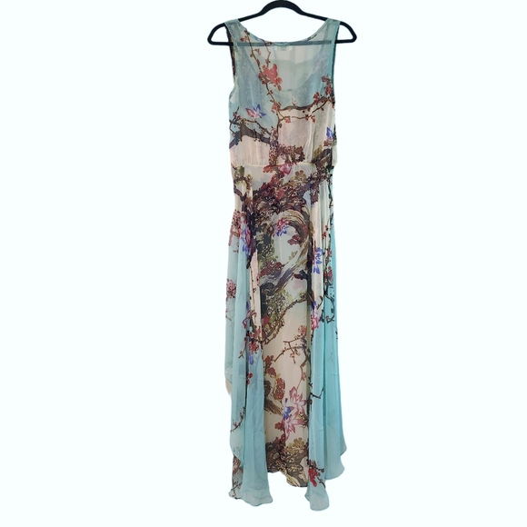 Millau Cherry Blossom Chiffon Flowy Wrap Skirt Dress - Picture 3 of 4